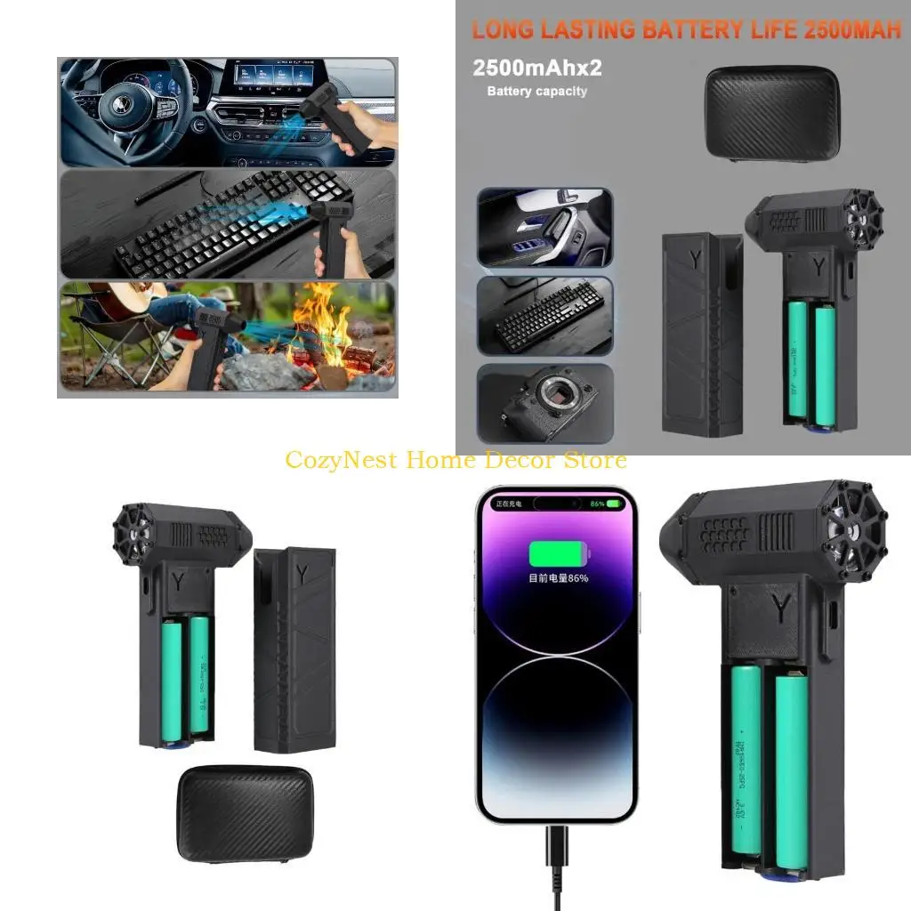 

92MF Rechargeable 130000RPM Brushless Motor Air Blower Jet Fan Handheld Dust Blower Speed Adjustment For Industrial Use