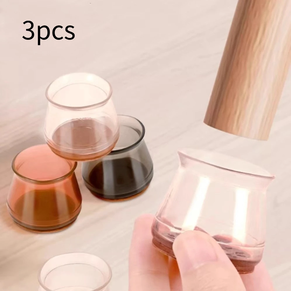 3pcs Chair Leg Floor Protectors, Silicone Chair Leg Covers, Floors Felt Pads, Reduce Noise Small
