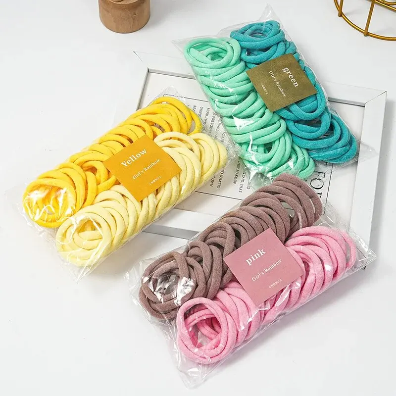 50 Piece Set Of Dual Color Four Season High Elastic Seamless Hair Rope Simple and Durable Fashionable Leather Band Soft Knitt