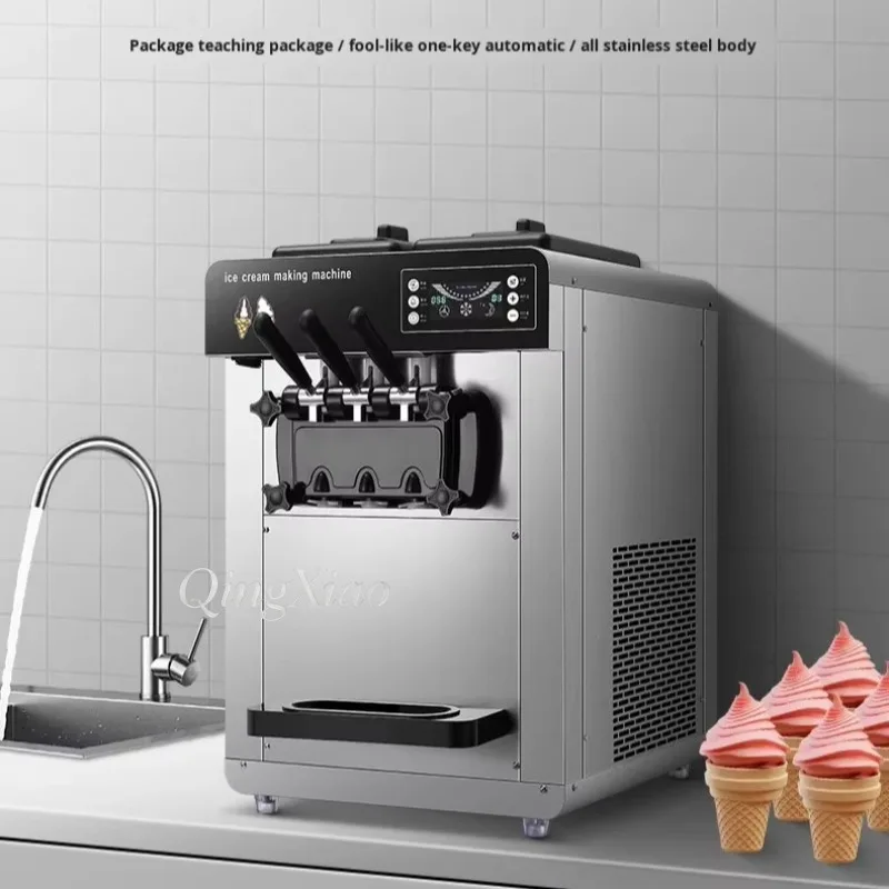 Commercial Fully Automatic Soft Serve Ice Cream Machine Stainless Steel Tabletop Sundae Cone Maker For Milk Tea Shop Use
