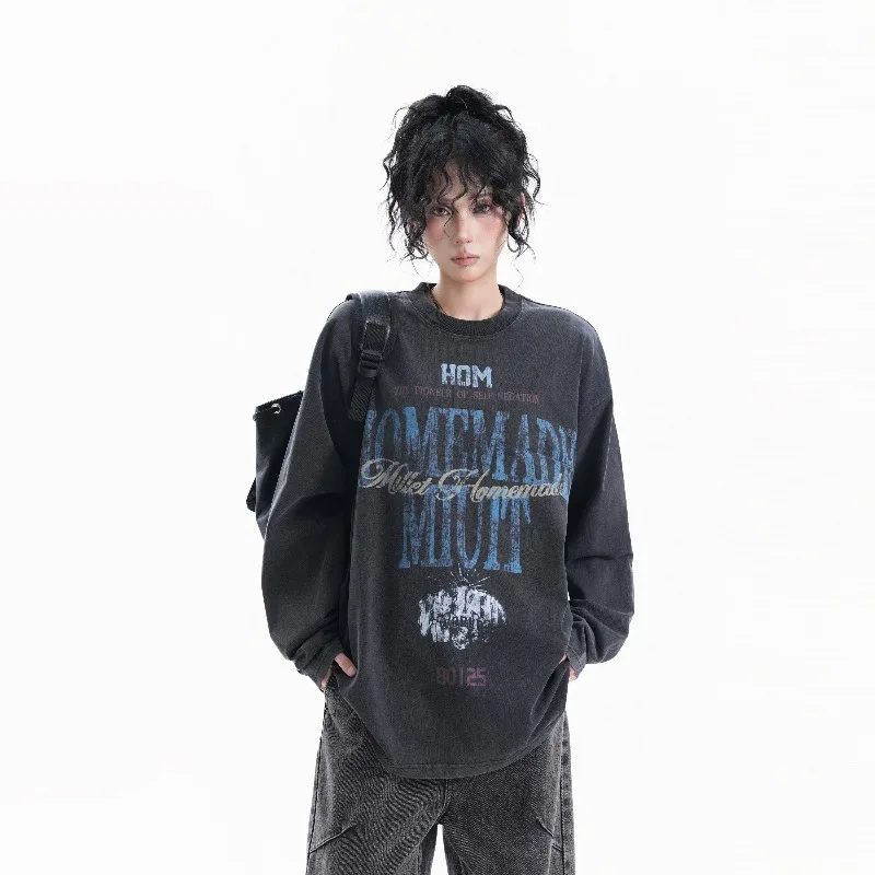 

Новая американская футболка с длинными рукавами и 3D-принтом в стиле ретро, универсальная осень, дышащий и быстросохнущий топ, модный