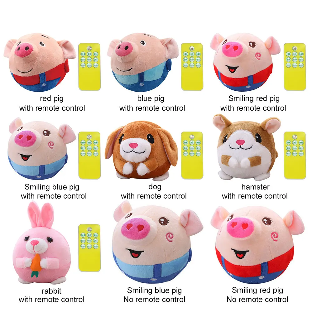 Cartoon Pig Dog Ball Washable Talking Moving Dog Ball Toy USB Rechargeable Pet Bouncing Balls for Dogs Cats