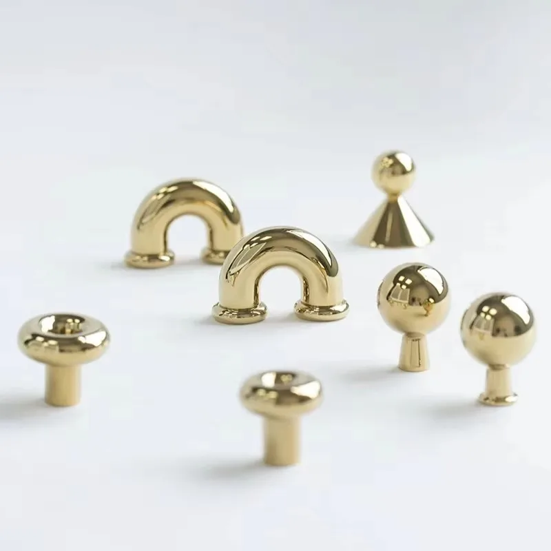 European Minimalist Brass Furniture Handle Golden Door Handle Pull Cabinet Bar Pulls Bedroom Dresser Bedside Handle