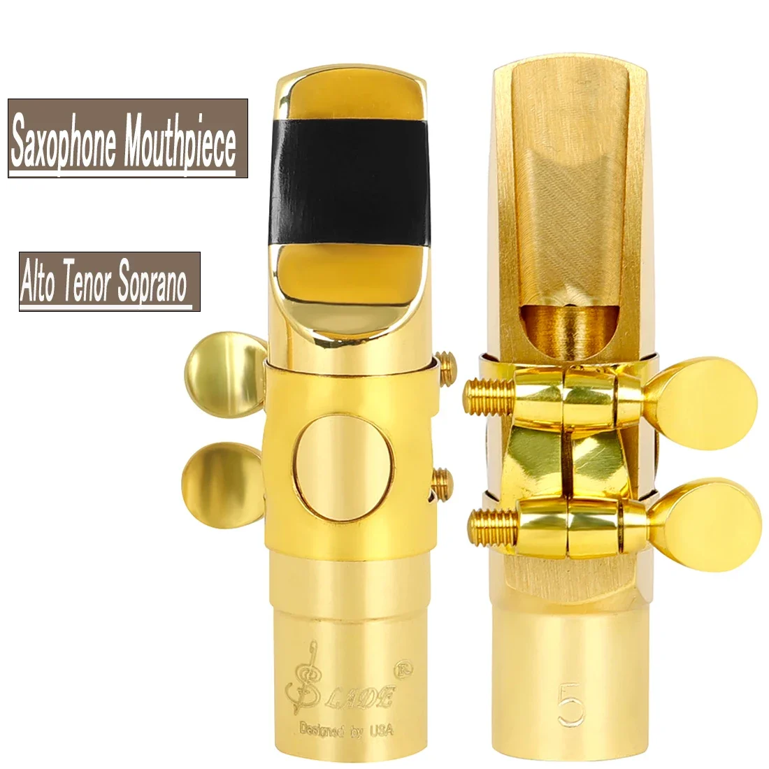 SLADE المهنية تينور سوبرانو ألتو الساكسفون المعادن المعبرة الذهب تصفيح ساكس الفم قطع ملحقات حجم 5 ساكس الملحقات #2