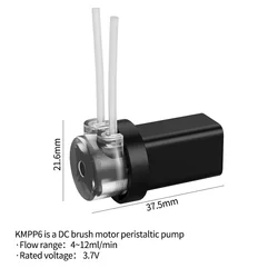 Bomba peristáltica Kamoer 4/12 ml/min de bajo flujo KMPP6, Motor de CC de 3,7 V, bomba autocebante, bomba dosificadora para laboratorio y campo médico