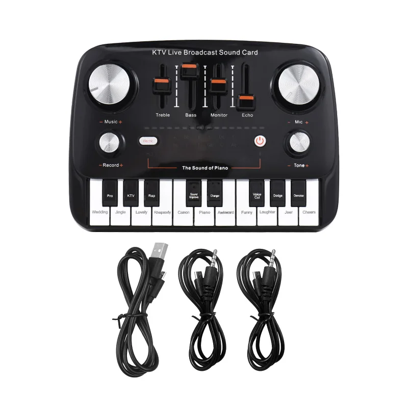 Live Sound Card Piano Shape Audio Recording Desktop Singing BT Wireless Lossless Transmission Plug and Play Voice Changer