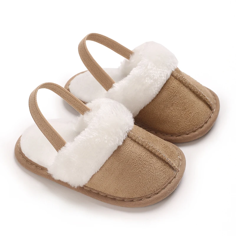 Winter Baby Slippers Pluizige Baby Jongen Meisje Sandalen Schattige Bloem Borduurwerk Zachte Antislip Zool Peuter Eerste Peuter Baby Schoenen