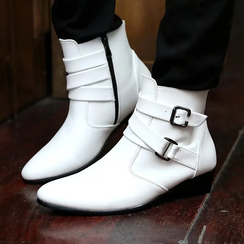 

High Quality Men's Boots Fashion Chelsea Boots Casual High Top Boot British Style Leather Ankle Boots Men Motorcycle Boot Botas