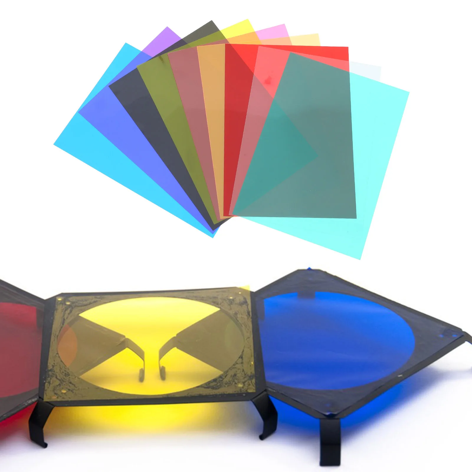 

9Pcs Color PVC Film Light Filters High Toughness Stable Color Temperature for Photography Studio Video Stage Lighting Gels