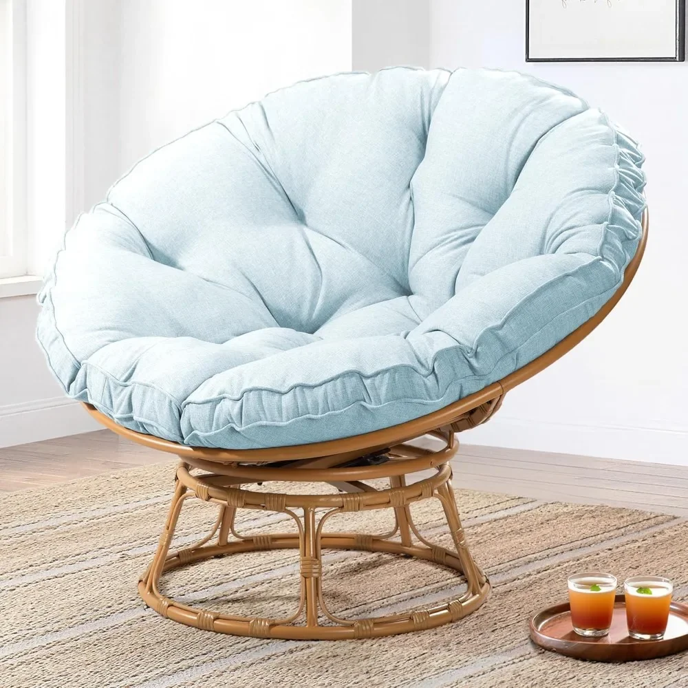 

41" Papasan Chair with Cushion and 360 Degree Swivel Base, Papasan Lounge Chair with Cushion and Sturdy Frame