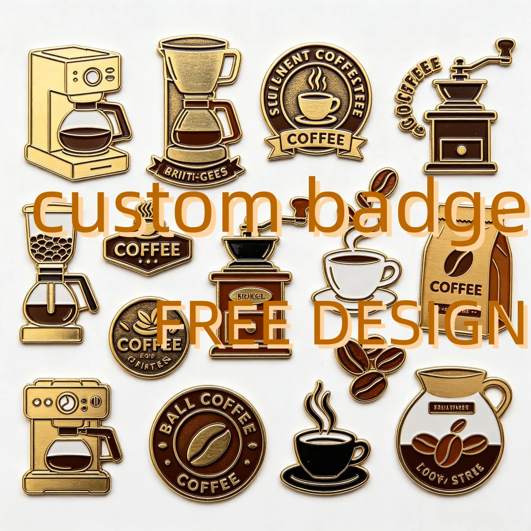 Custom Coffee Enamel Pins, Funny Slogan & Cup Design Lapel Badges, UV Printed Metal Brooches, Collectible Gift for Coffee Lovers