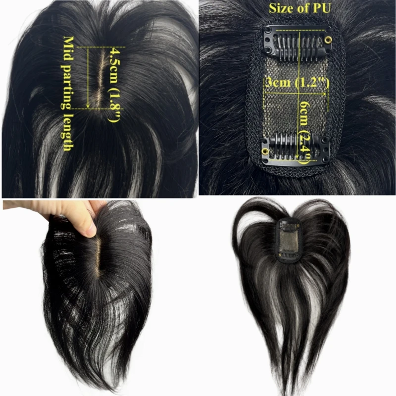 Satifresion 100 % Echthaar-Clip-in-Pony für Frauen, dünner werdendes Haar, 3D, natürlich, gebogen, dünner seitlicher Pony, gefälschte Fransen, einfach zu tragen – Detail 19