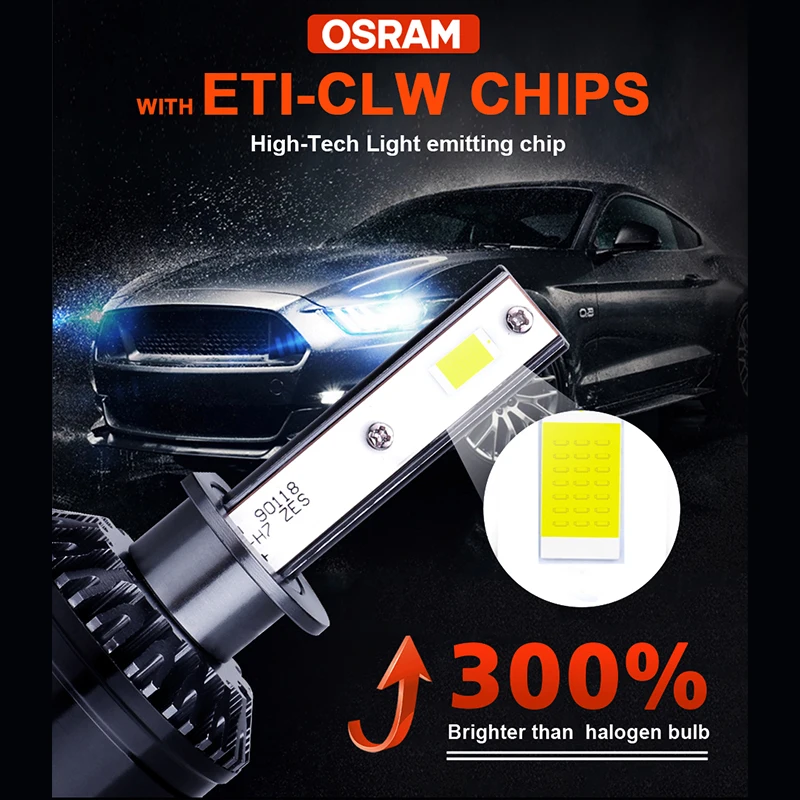 OSRAM LEDriving HL H1 LED Lights CANbus Error Free H1 LED High Low Beam Car Headlight Bulb 6000K White Headlamp Turbo Fan