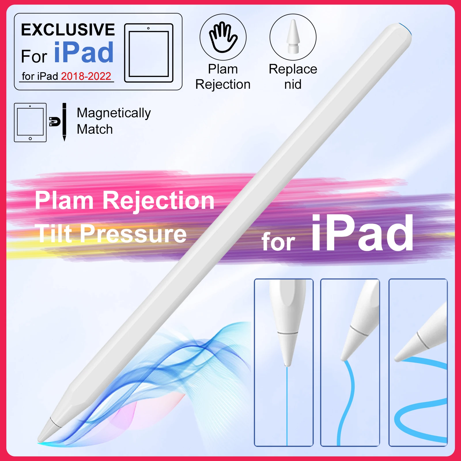 เคสชาร์จ/สไตลัสสำหรับ Apple Pencil 2, ดินสอชาร์จแบบแม่เหล็กไร้สายสำหรับ iPad Air 10.9นิ้ว4th/5th Pro 11 12.9นิ้ว