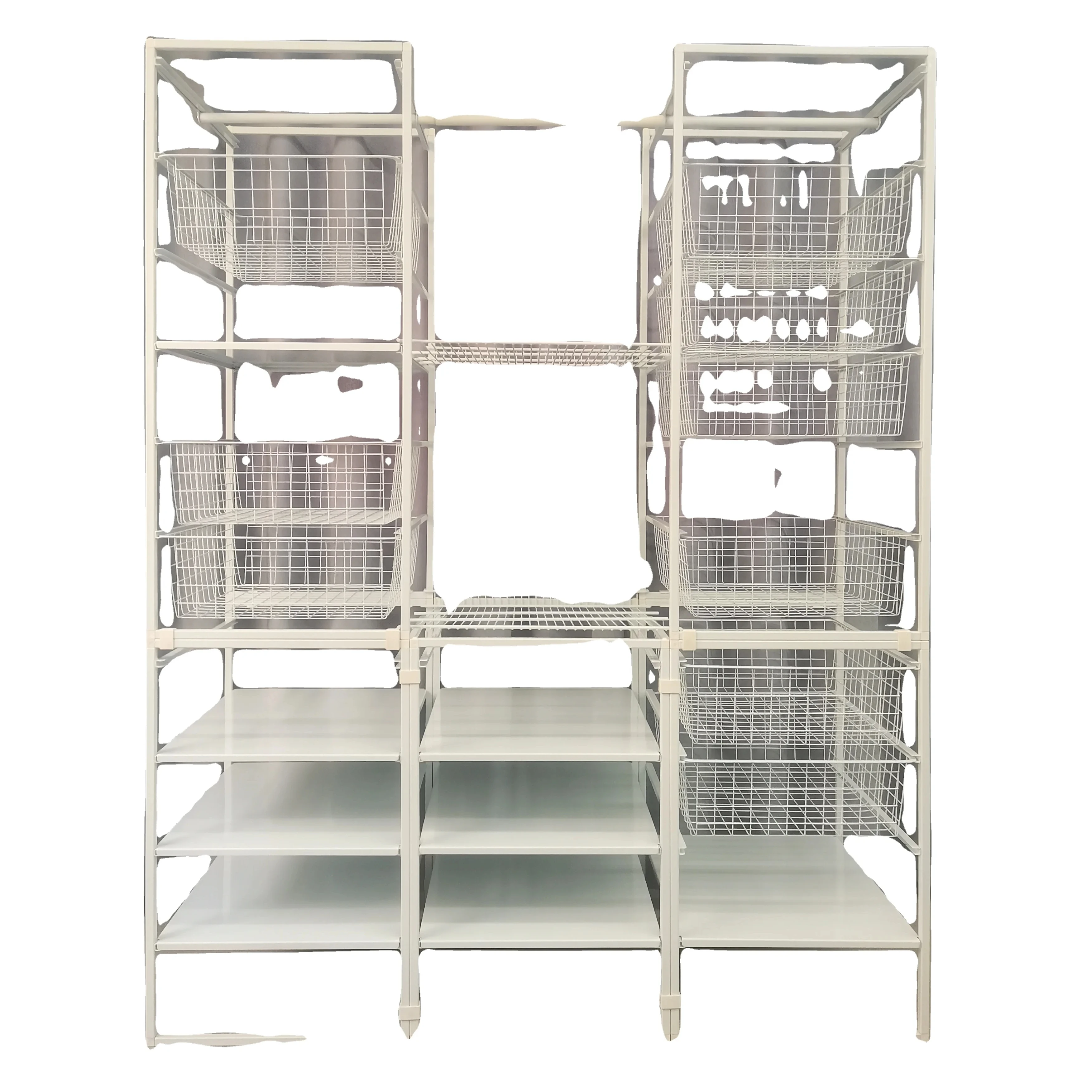 Bedroom Combination Closet Systems Organizers Storage Baskets Wire Shelving Closet for Efficient Clutter-Free Space Management