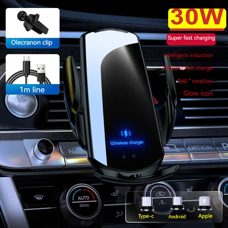 30W Car Wireless Charger Magnetic Automatic Car Mount Phone Holder For iPhone Samsung Xiaomi Infrared Induction QI Fast Charging