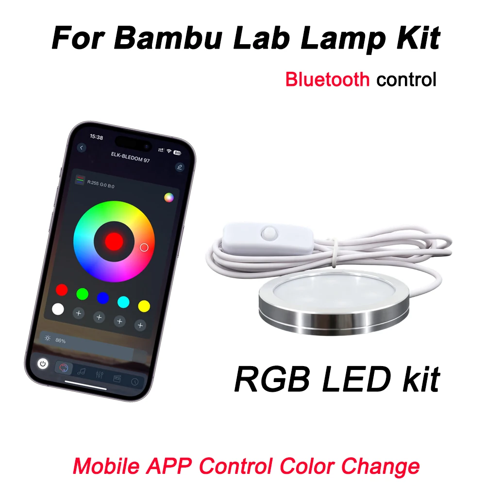 Newly Upgraded For Bambu Lab Kit 001 APP Controlled Bluetooth Enabled Color Changing RGB Light Parts DIY Model Hardware 3D Parts