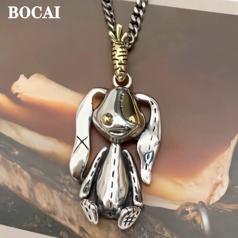 

Новинка, ювелирные изделия BOCAI из серебра S925 пробы, модные куклы-кролики, подвески для мужчин и женщин, персонализированные ретро, в стиле хип-хоп, подарок любимым