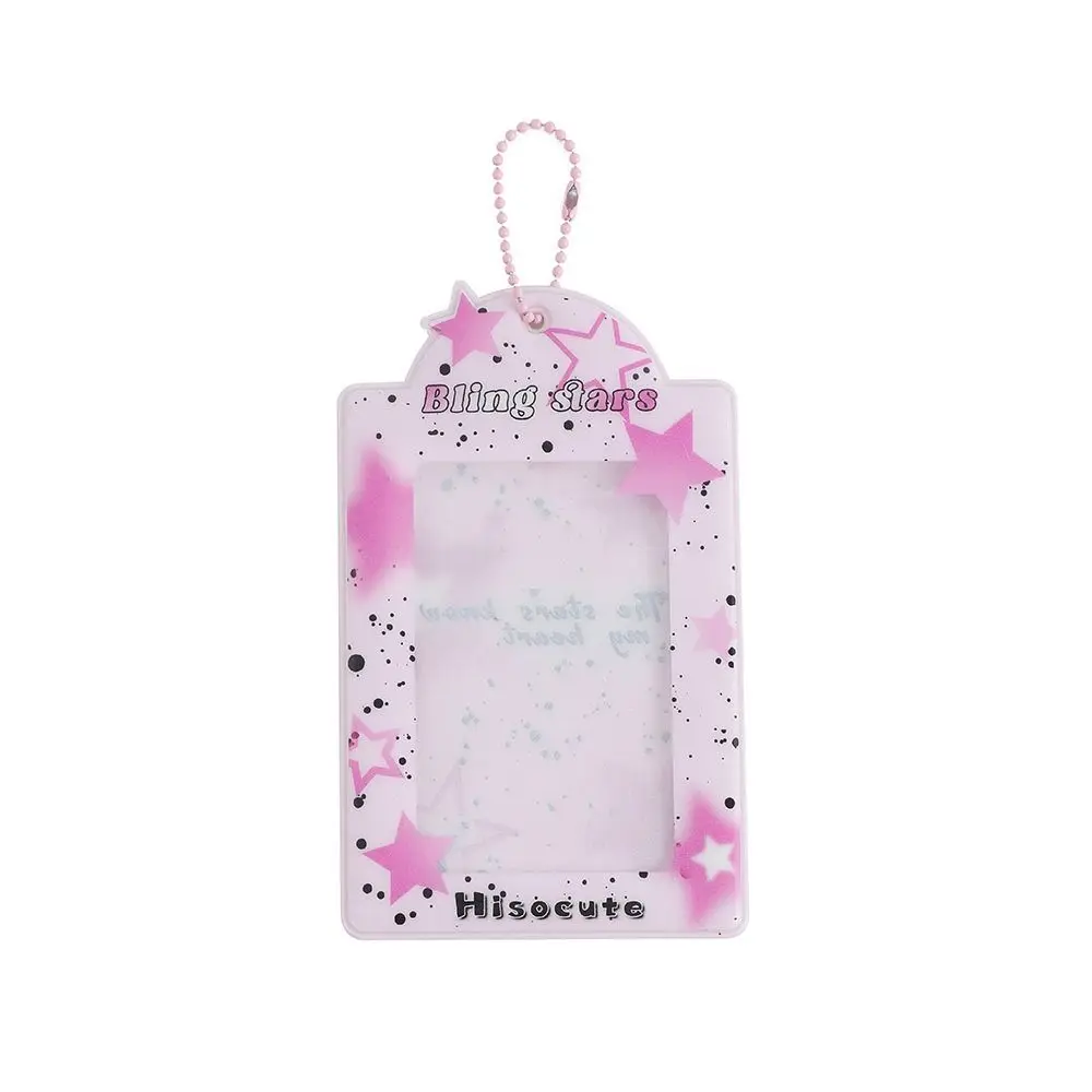 Protable Star Y2K Photocard Holder Hanging INS Card Protector Sleeve Transparent Keyring Photo Card Cover Idol Cards