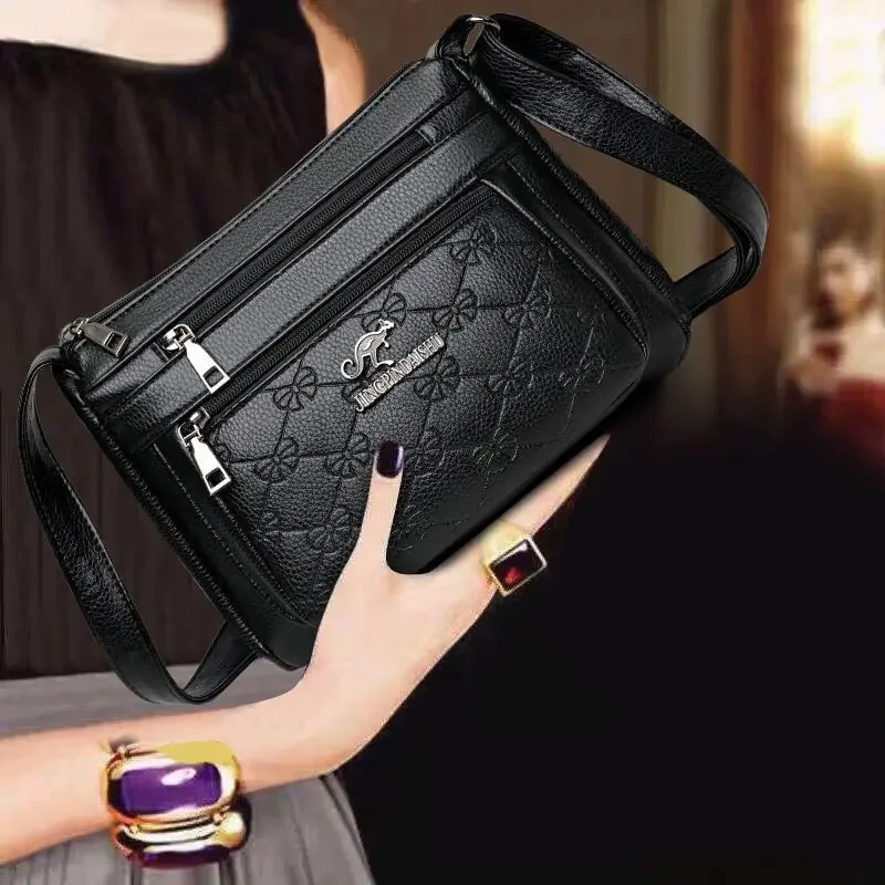 New  Middle-aged Women Mother Mother-in-law Bag Multi-layer Soft Texture Brand Shoulder Crossbody Bag Tide Luxury Design