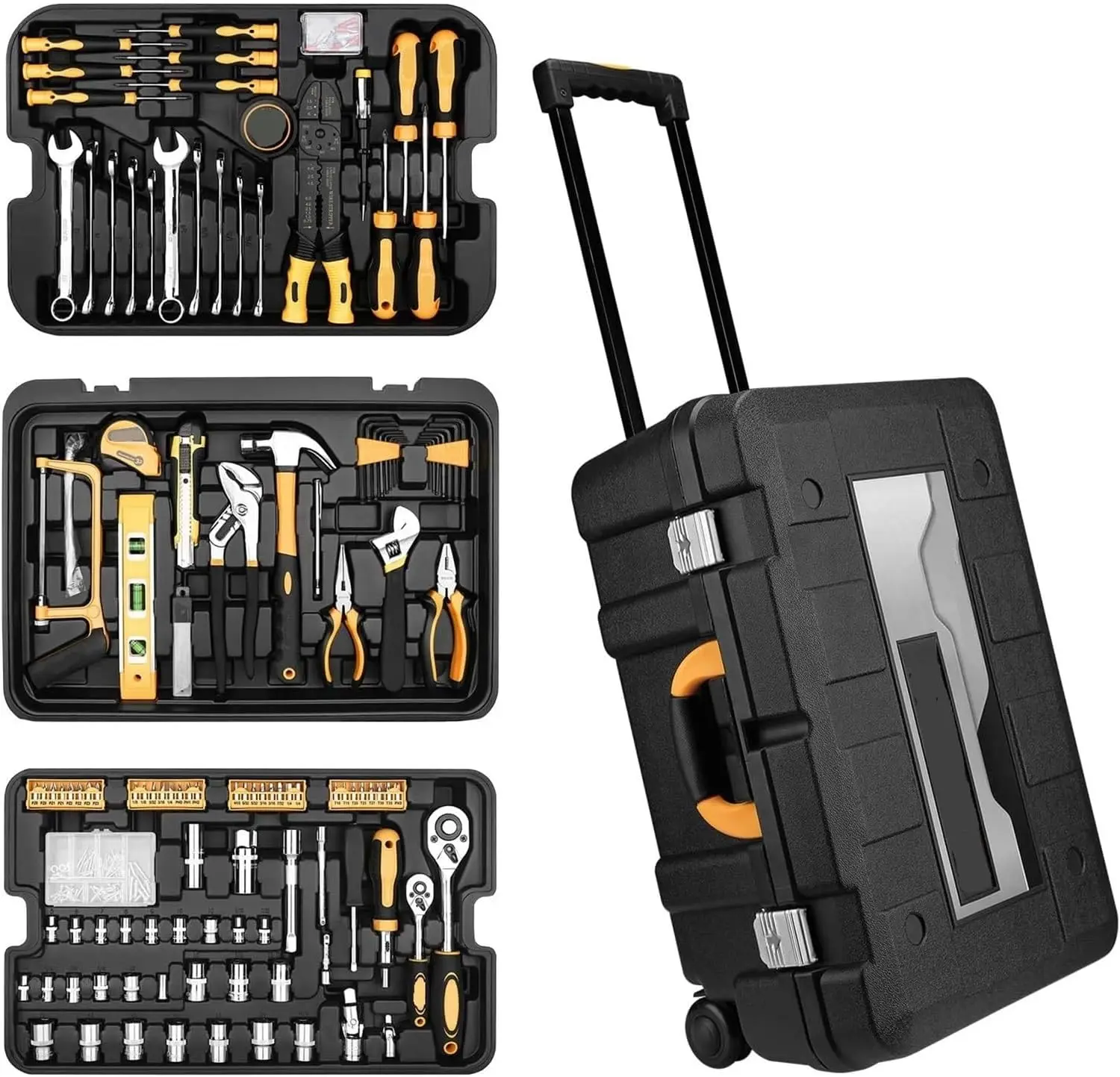 208 Piece Tool Set,General Household Hand Tool Kit, Repair Tool Box with Plastic Toolbox Storage Case Durable