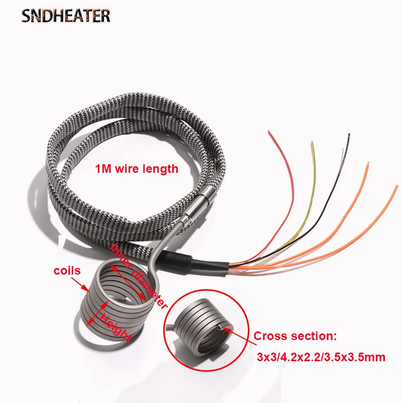 SNDHEATER ID25*25mm 25*30mm 25*40mm Spiral Coil Nozzle Band Heaters 220V 400-800W Electric Hot Runner Heater With K Thermocouple