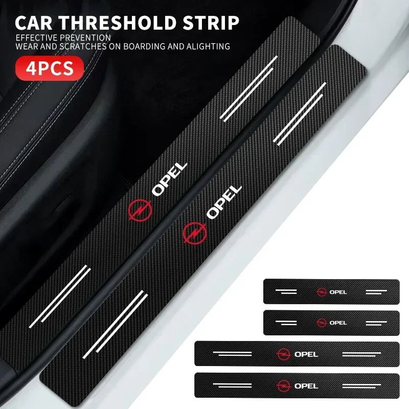 

4Pc Carbon Fiber Car Door Sill Threshold Protector Logo Stickers For Opel Astra Insignia Mokka Zafira Corsa Vectra Antara Meriva