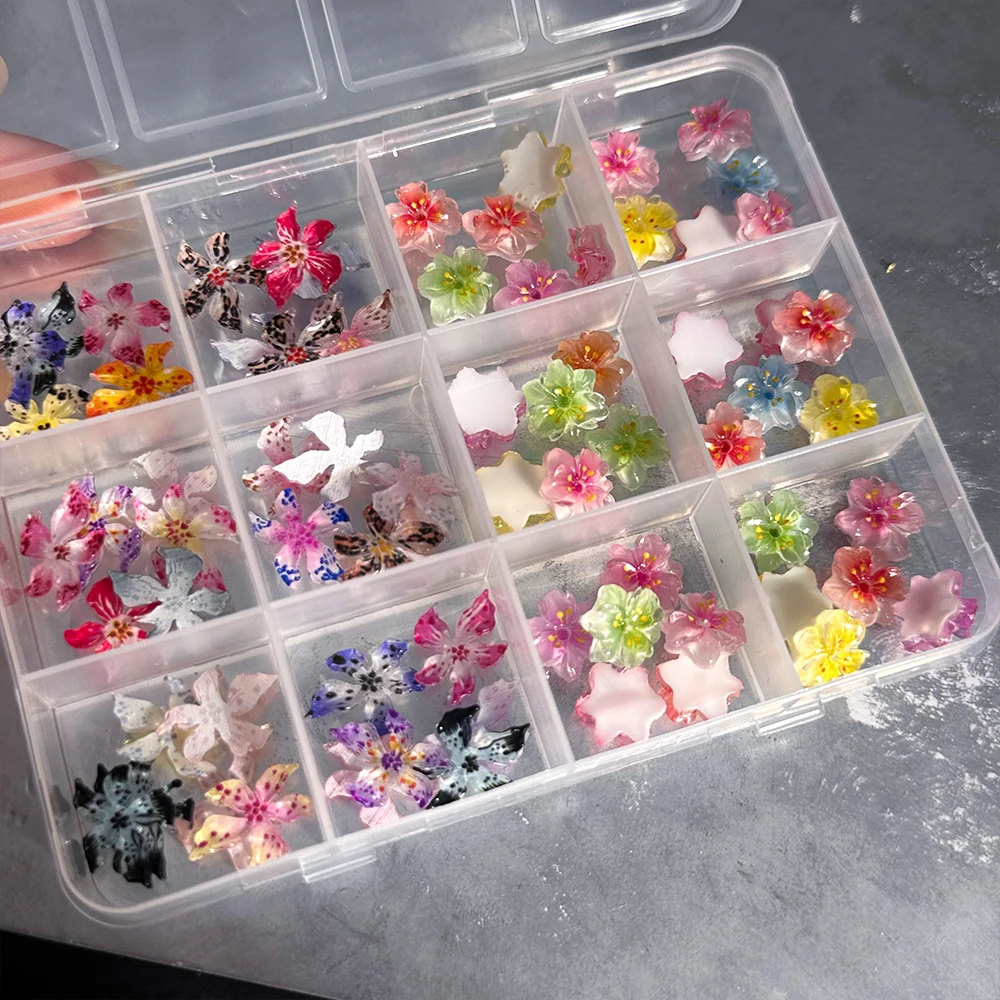 72 個 3D クリスタルゼリーソフト斑点のある花ネイルチャーム透明ヒョウユリハイビスカスハワイアン花ネイル装飾ネイルサプライヤー