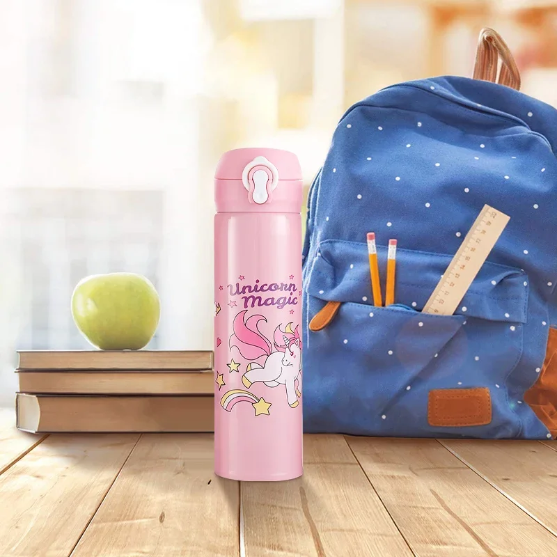 350ml/500ml Unicorn Water Bottle Children Thermos Bottle Stainless Steel Thermal Drinkware Cup School Water Bottle for Girls Kid