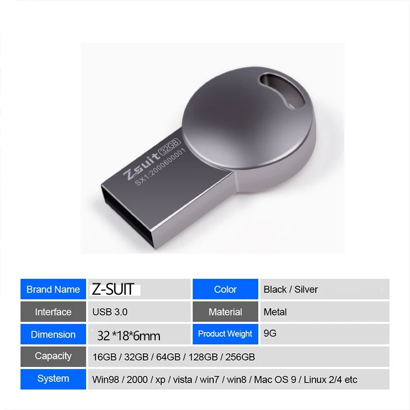 Z-terno-alta velocidade usb 3.0 flash drive, 32GB, 128GB, metal, presente para pc, carro, tv, memória, 64GB, novo