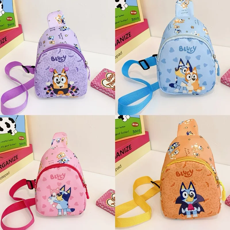 Bluey Family backpack Cute Bingo Friends children Chest Bag Kindergarten Cartoon Light Crossbody Bag Halloween Christmas gifts