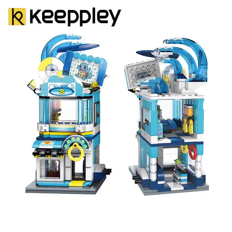 keeppley Pokemon building blocks city building street scene series Pikachu Charmander Squirtle Bulbasaur model children's toys