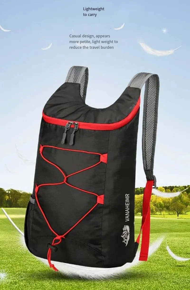 Hochdichte Leichte Wasserdichte Nylon-Sporttasche, Multifunktionaler Outdoor-Faltbarer Rucksack Geeignet für Camping und Wandern – Detail 1