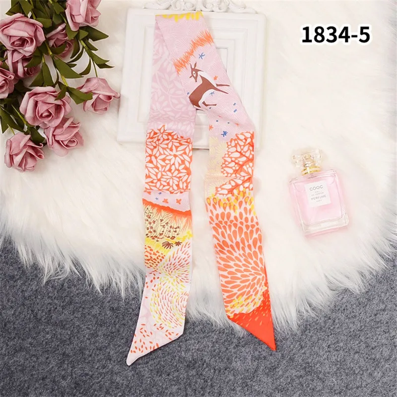 Pferd Druck Tasche Schal 2024 Neue Kleine Dünne Seide Schal Frauen Luxus Marke Foulard Frauen Krawatte Mode Kopf Schals für Damen