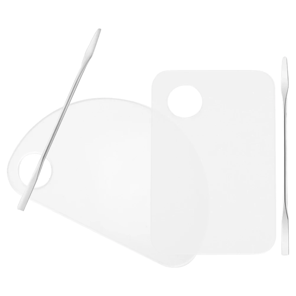 2 세트 메이크업 팔레트 세트 네일 아트 파운데이션 아이섀도 블렌딩 도구용 투명 재사용 가능한 믹싱 트레이