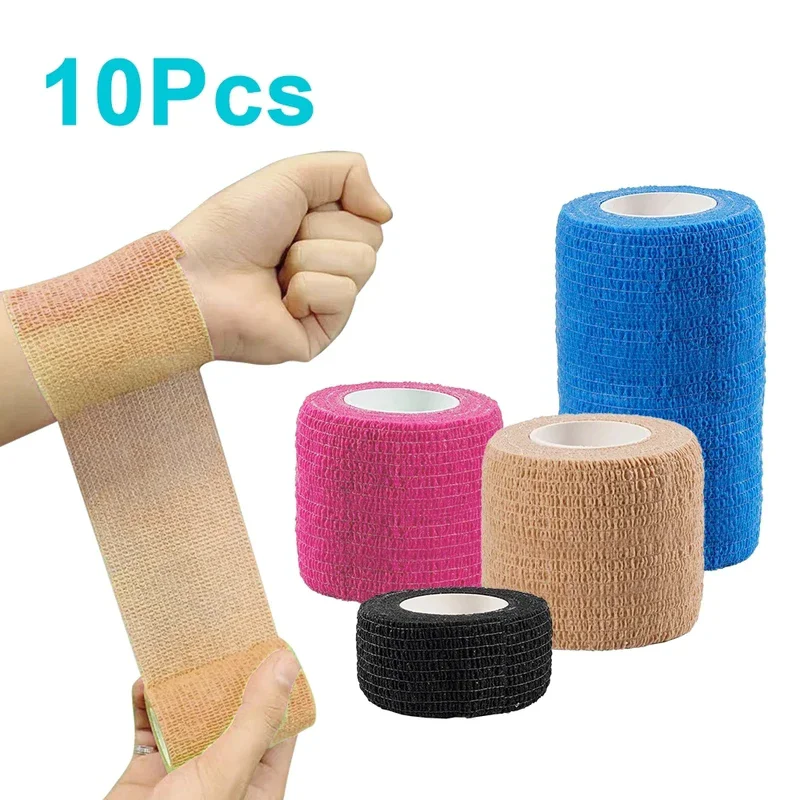 10 pcs Colorful Sports Self Adhesive Elastic Bandage Wrap Tape Elastoplast For Knee Pads Finger Ankle Palm Aid Kit Pet Tool Warm