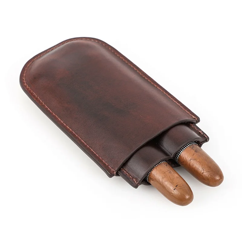 Przenośny skórzany futerał na cygara - Humidor do przechowywania wielu cygar w podróży - Prezent dla mężczyzn i ojców