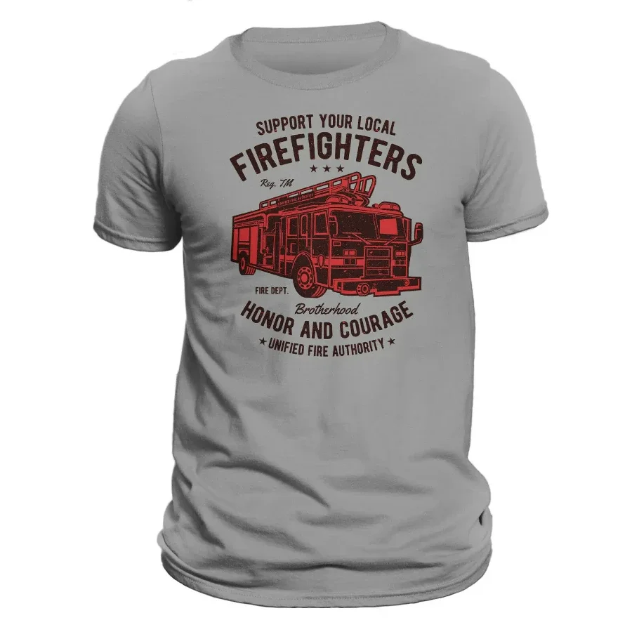 Fashion Fire Department Truck Firefighter Driver Gift T-Shirt Summer Cotton O-Neck Short Sleeve Men's T Shirt New Size S-3XL