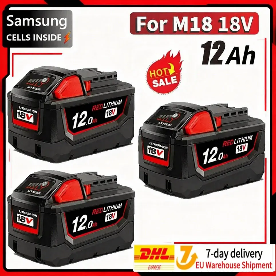 Batterie de remplacement Li-ion 6000mAh M18B5-XC pour Milwaukee M18 18V, pour outil Milwaukee 18V, batterie rechargeable 6.0Ah, chargeur double