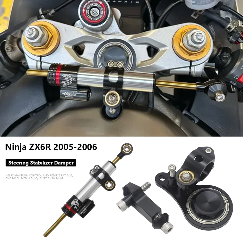 

ZX6R Damper Bracket Mount Kit For Kawasaki ZX-6R ZX6R 2005 2006 New Motorcycle Accessories Steering Damper With Bracket