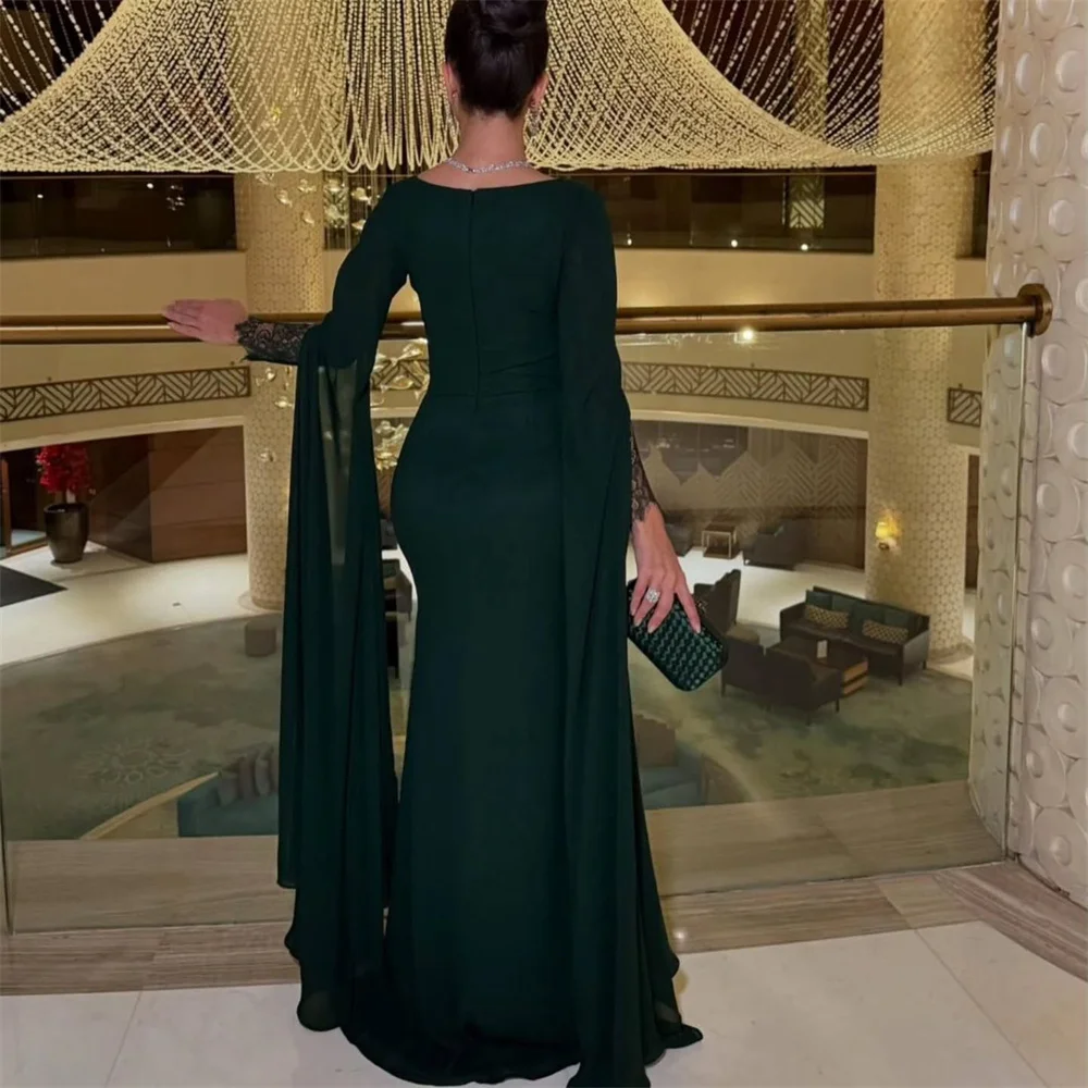 ROYET Applique O Neck Simple Half Sleeve Sweep Train Evening Dress High Slit Floor Length Elegant Prom Gown Customized 2024