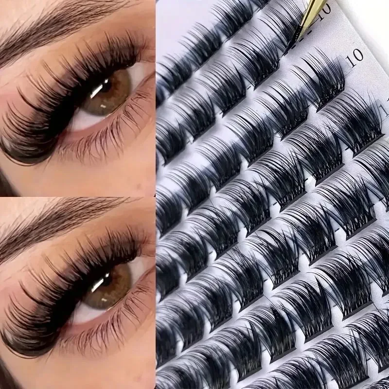 Salon DIY Eyelash Extensions  D Curl 9-16mm Mixed Natural 3D Volume Cluster Lashes for Wedding Festival & Casual Eye Makeup