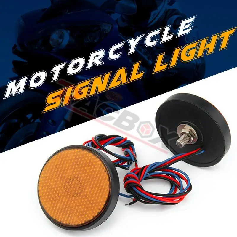 24 LED Motorcycle Mini Round Tail Light Reflector Side Turn Signal Lights Yellow 12V Universal for Honda Suzuki Yamaha Scooter