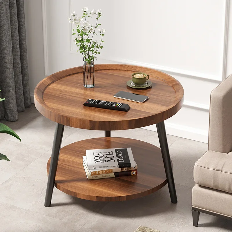 Double Layer Sofa Side Table Living Room Home Small Apartment Bedside  Corner Table Side Cabinet Small round Table