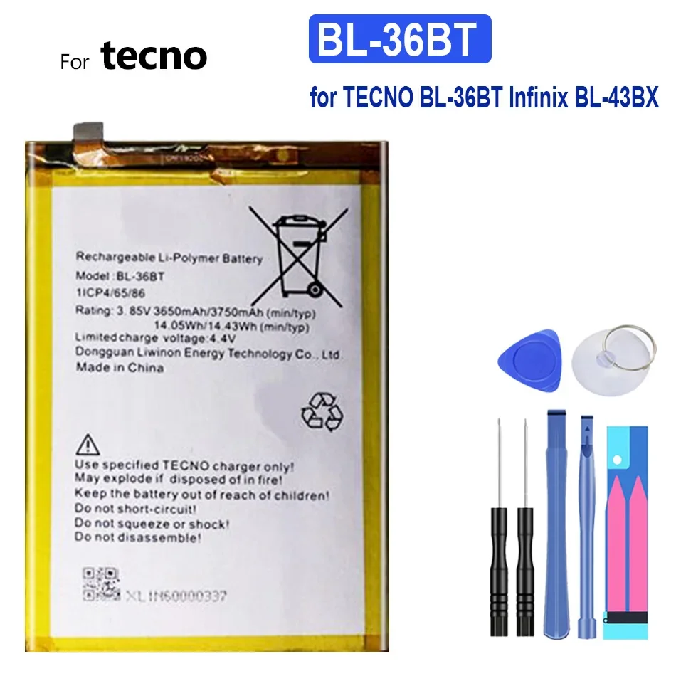 

Mobile Phone Battery For TECNO BL36BT, for Infinix BL-43BX, 3750mAh