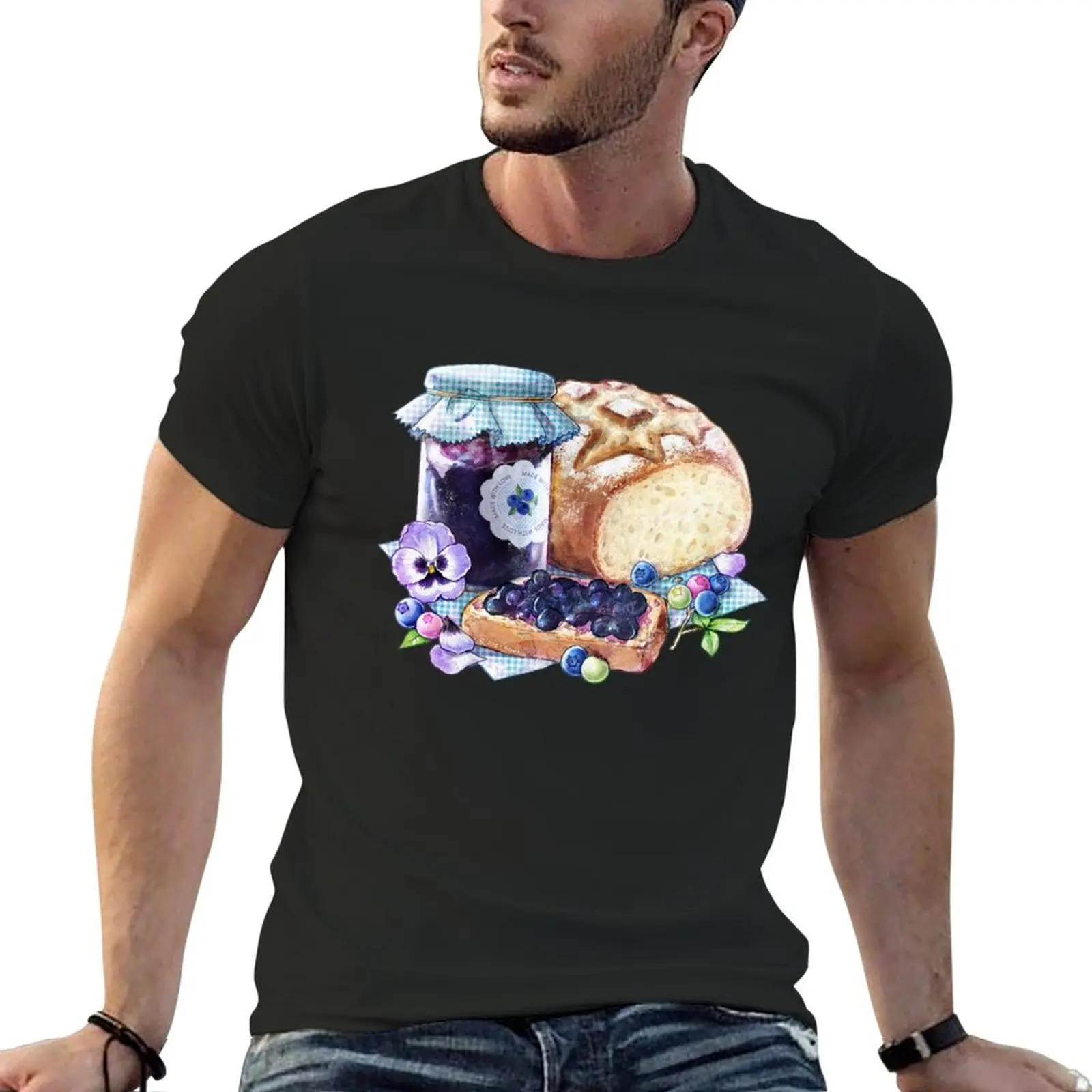 Blueberry Breakfast - Bread with Jam T-Shirt shirts graphic tee sublime oversized t shirts for men