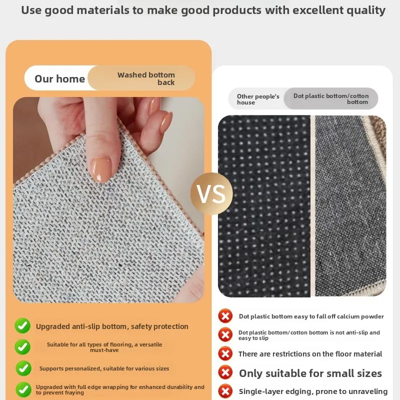 Kitchen floor mat, full-floor special linen imitation sisal water-absorbing, non-slip and dirt-resistant household floor mat