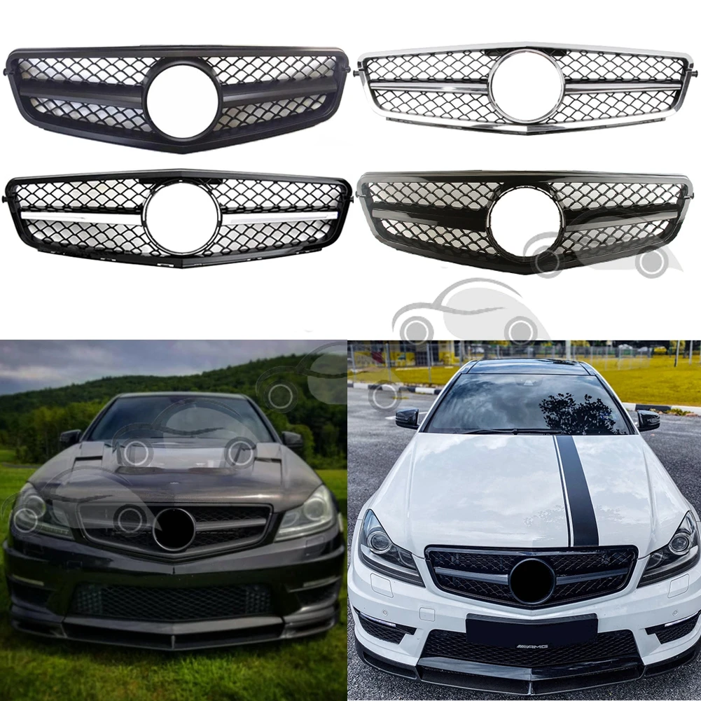 

Front Bumper Racing Grill Billet Grille Cover For Mercedes-Benz W204 C-Class 2008-2014 AMG Style