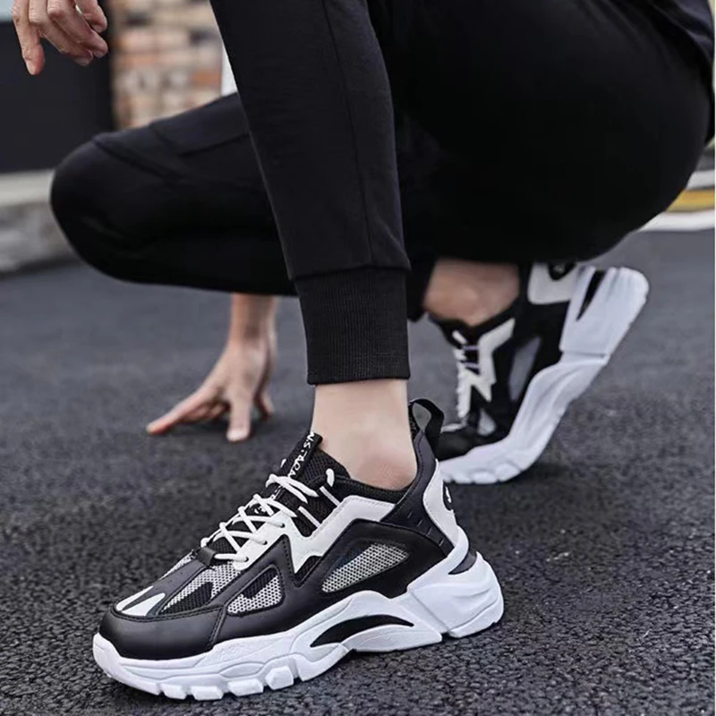 Men\'s Sports Shoes Casual Running Shoes Breathable Mesh Shoes Walking Basketball Sneakers Thick Soled Height increasing Shoes