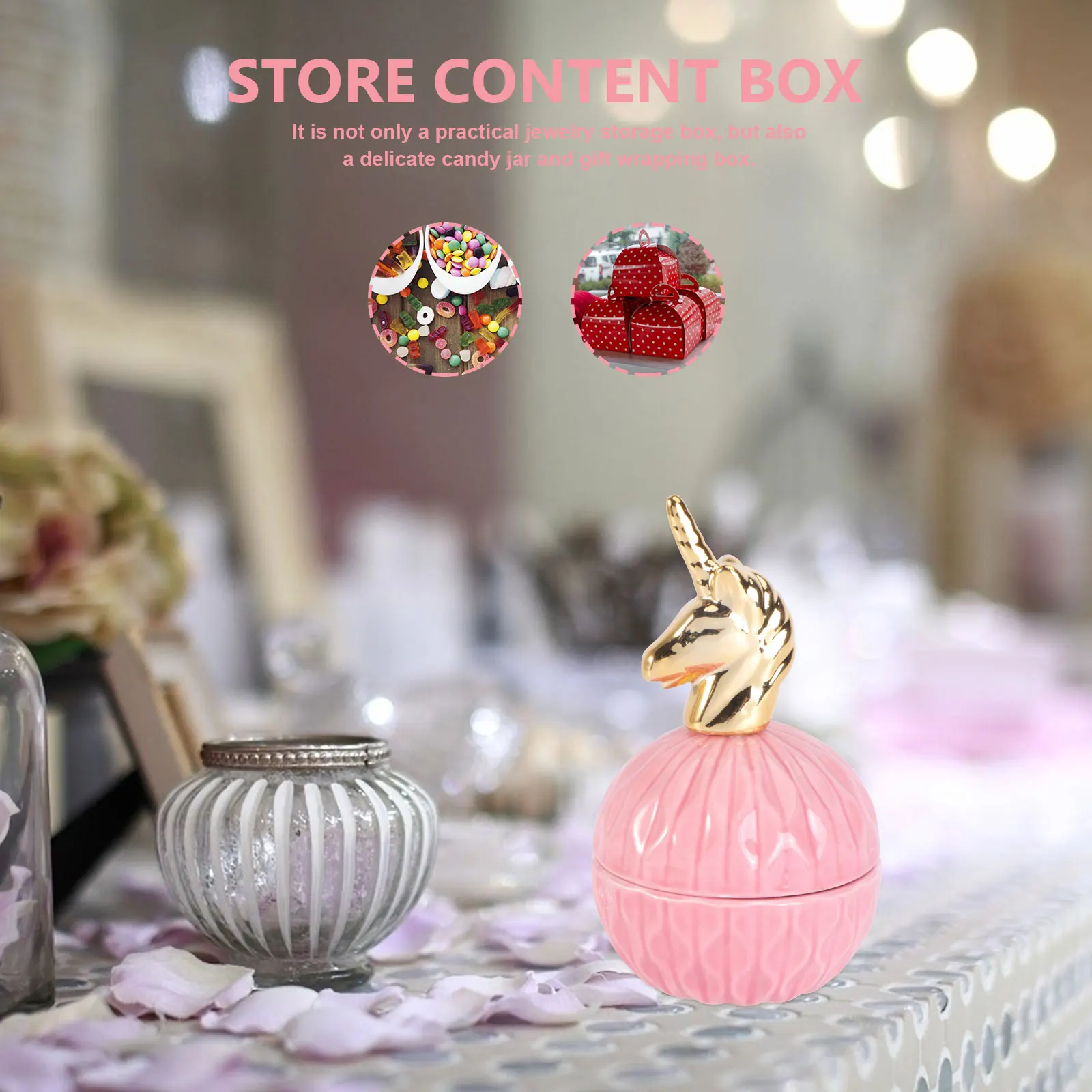 

Unicorn Jewelry Box Storage Case Container Creative Candy Jar Household Ceramics